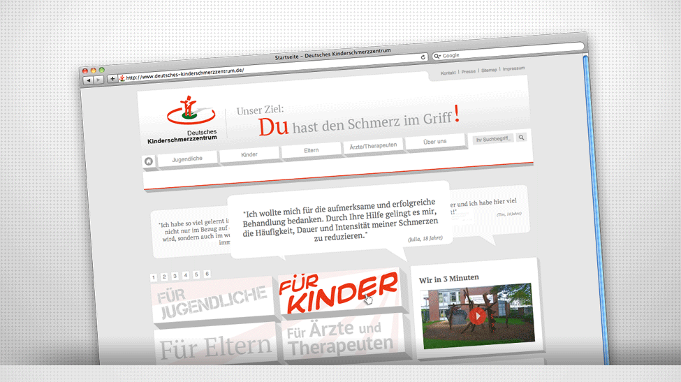 Internetseite Deutsches Kinderschmerzzentrum